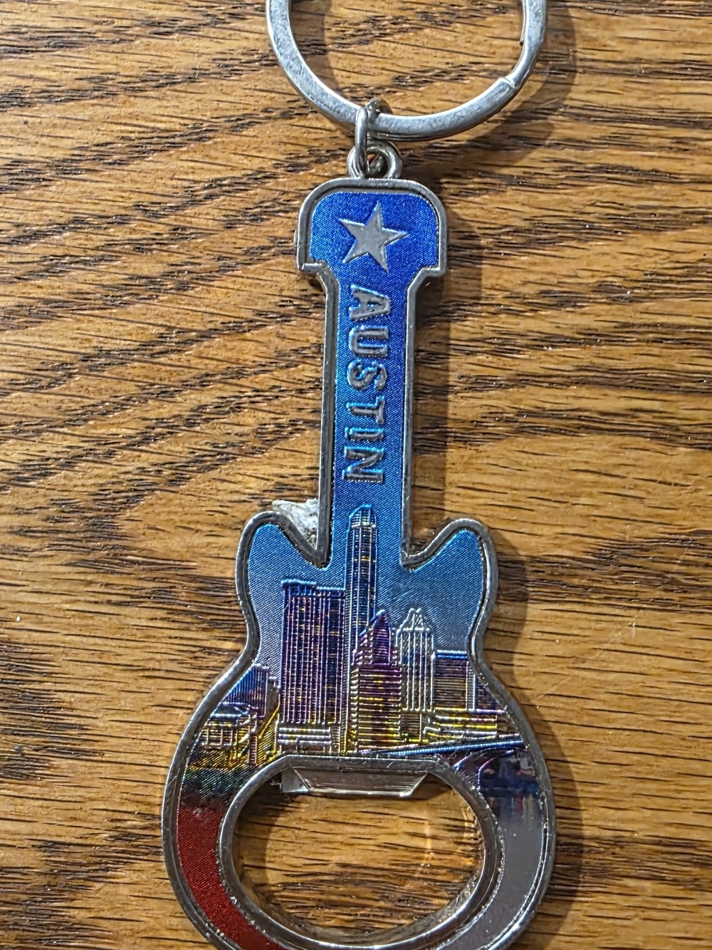 Austin Guitar Keychain Bottle Opener - Blue